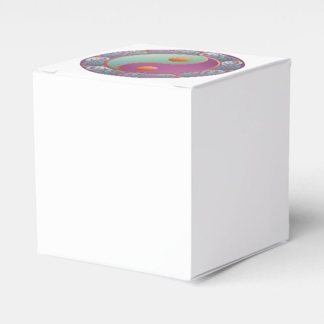Caixinha De Lembrancinhas Yin Yang Medallion Violet Turquoise (Frente)