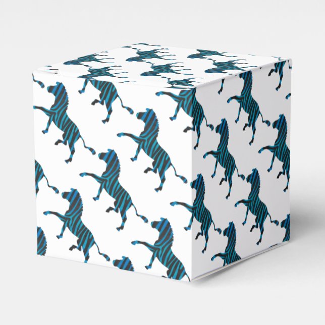 Caixinha De Lembrancinhas Zebra Black e Blue Silhouette (Frente)