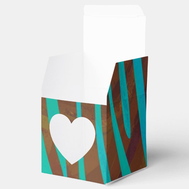 Caixinha De Lembrancinhas Zebra Brown e Teal Impressão (Aberto)