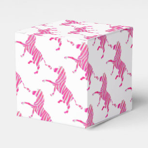 Caixinha De Lembrancinhas Zebra, rosa-quente e branco, silhueta