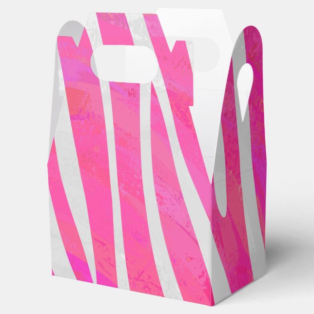 Caixinha De Lembrancinhas Zebra, rosa-quente e Impressão branco (Aberto)