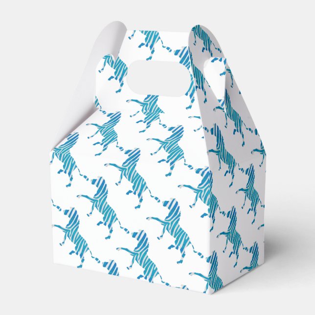 Caixinha De Lembrancinhas Zebra Silhouette Azul e Branco (Frente)