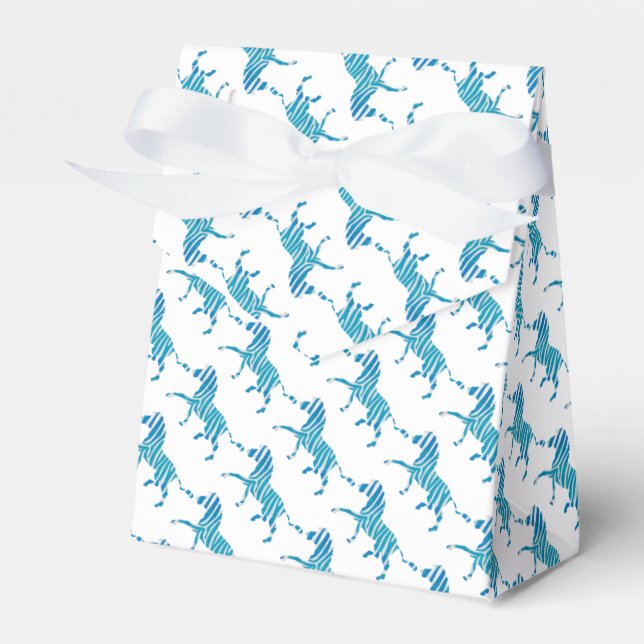 Caixinha De Lembrancinhas Zebra Silhouette Azul e Branco (Frente)