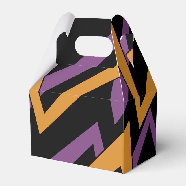 Caixinha De Lembrancinhas Zig Zags de Halloween Laranja Roxo (Frente)