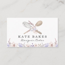 Cake Baking Chef Floral Watercolor Cartão de visit