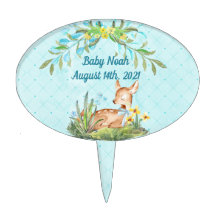 Baby Deer Fawn Blue e flores chá personalizado