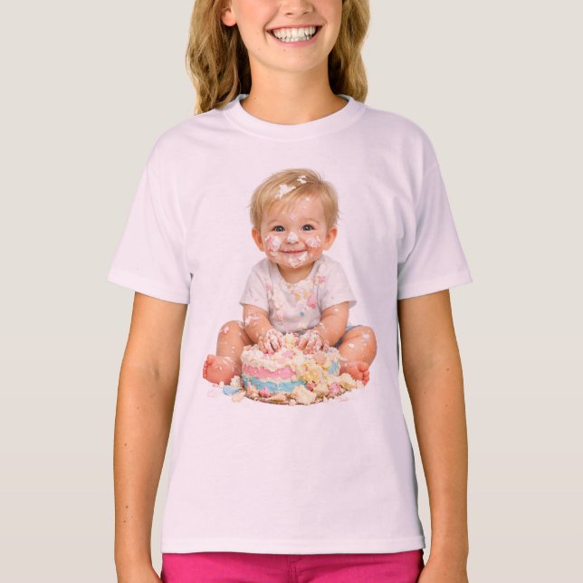 Cake Smash Baby First Birthday T-Shirt (Frente)