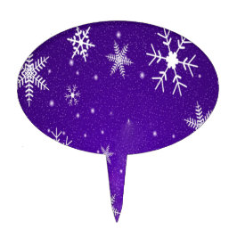 Cake Topper Flocos de neve brancos com fundo azul-roxo