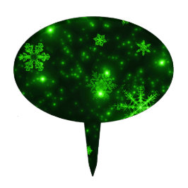Cake Topper Flocos de neve com fundo verde