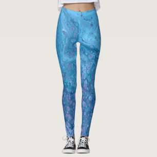 Calça Legging Abstrata Oceano Brisa 3 Azul Macio R