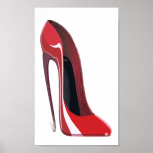 Calçado de Arte do Poster Estiletto Vermelho Louco