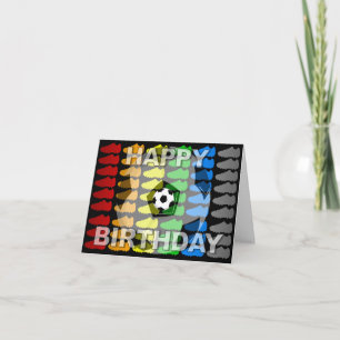 Calçado de futebol de cartão de aniversário preto