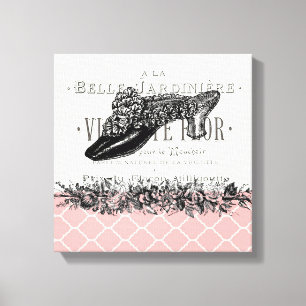 Calçado francês Vintage com canvas estendida