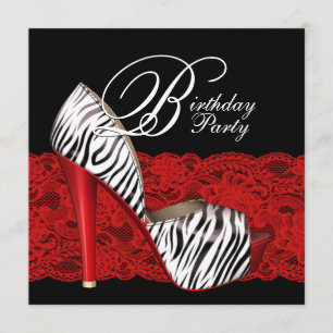 Calçados de alto salto Convites de festas de Zebra