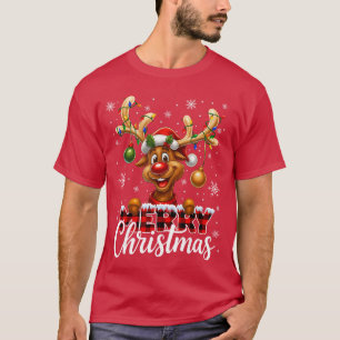 Calças de Natal Xmas Camisas de Plaid de Rena Aleg