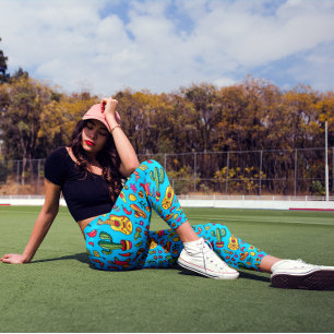 Calças Leggings Azuis Vibrantes Celebre o Cinco de