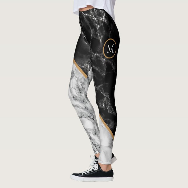 Calças Leggings com Letra Personalizada Preto Márm (Esquerda)