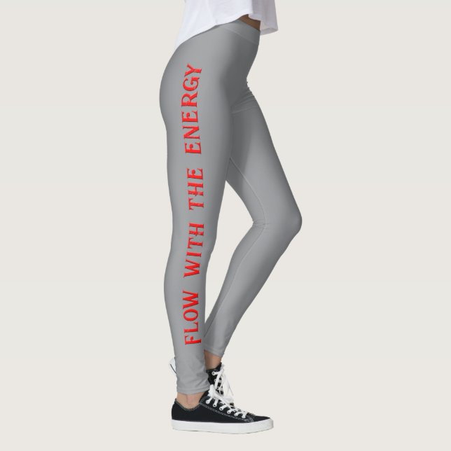 Calças Leggings de Ioga Cinza Fluindo Com a Energi (Direita)