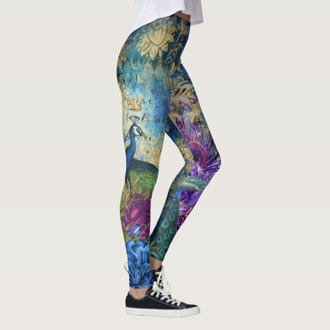 Calças Leggings de Ioga Pilates Peacock (Direita)