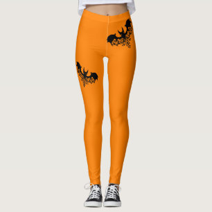 Calças Leggings Feminina de Morcegos de Halloween