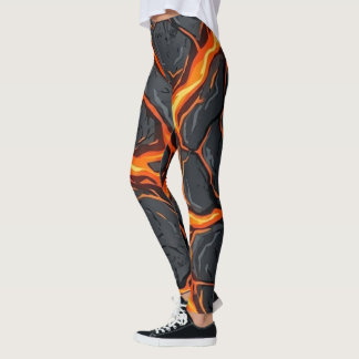 Calças Leggings Fissura de Magma - Padrão de Pulso