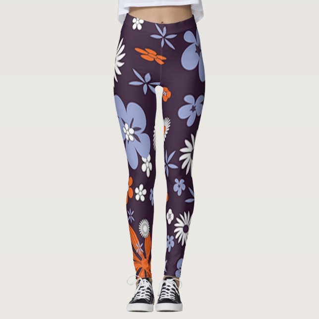 Calças Leggings florais verdes modernas estilo vid (Frente)