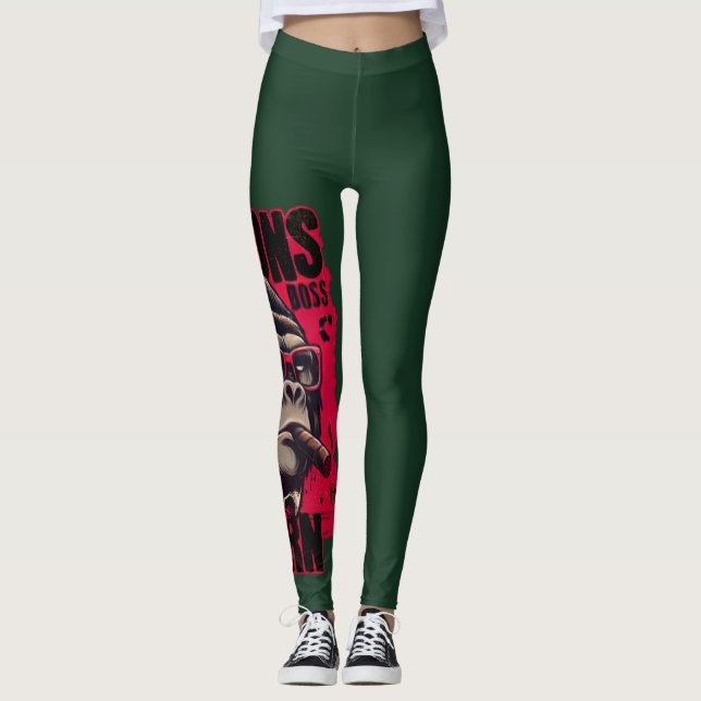 Calças Leggings Lições de Mulher Gorila Chefe (Frente)