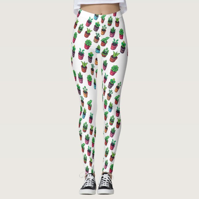 Calças Leggings para Amantes de Plantas (Frente)