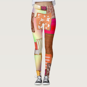 Calças Leggings Patchwork