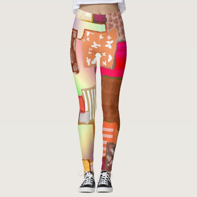 Calças Leggings Patchwork (Frente)