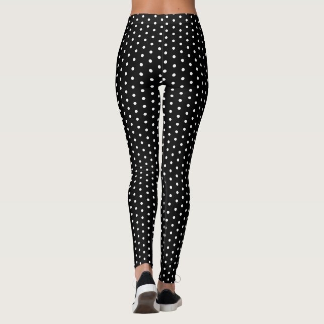 Calças Leggings Preto com Bolinhas Rockabilly Retr (Verso)