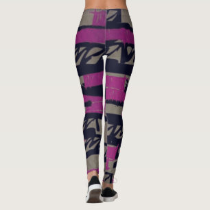 Calças Leggings Rabisco Preta e Roxa