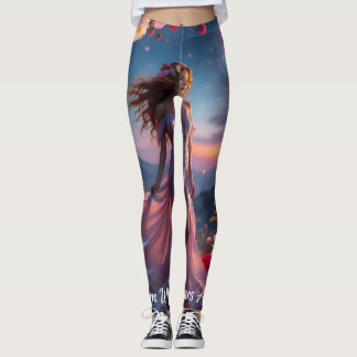 Calças Leggings Rosa Boho Cosmic Bloom para Mulher