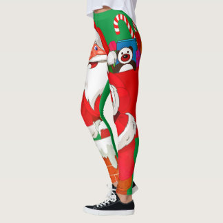 Calças Leggings Verdes do Papai Noel de Natal