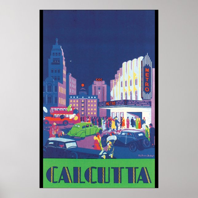 Calcutta Vintage Travel Poster (Frente)