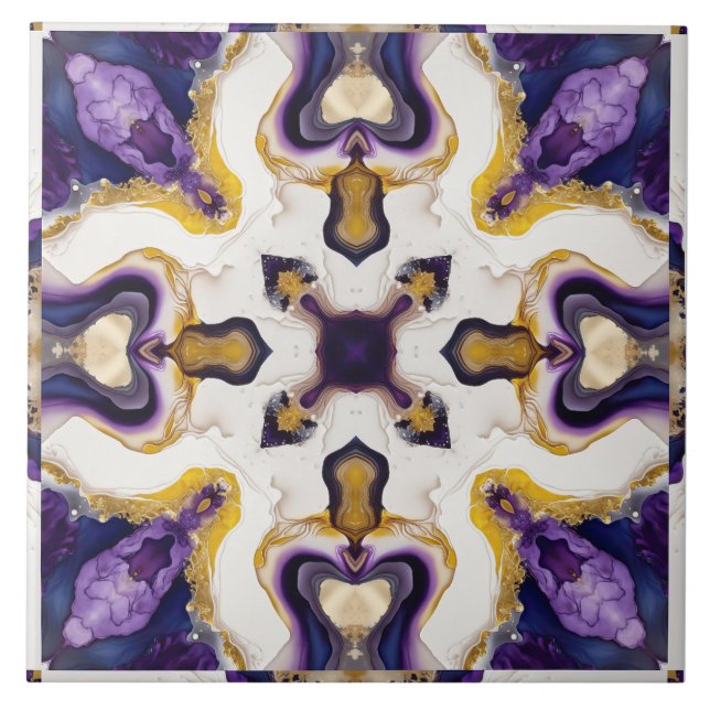 Caleidoscópio de Azulejo Roxo Elegante (Frente)