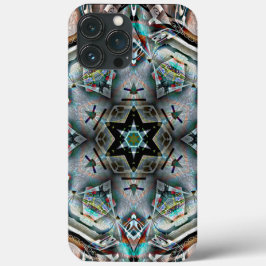 Caleidoscópio estelar e hexágono com textura clara