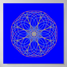 Caleidoscópio Mandala Art Energy Ball Blue Poster