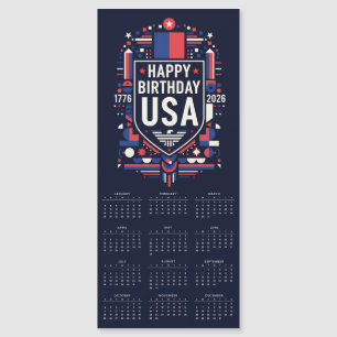 Calendar 2026 Happy Birthday USA 250 Magnetic Card