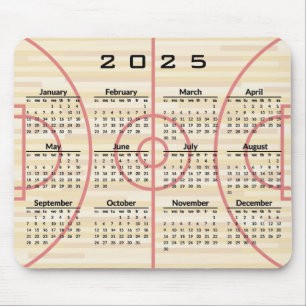 Calendar Mousepad do Tribunal de Basquete Design 2