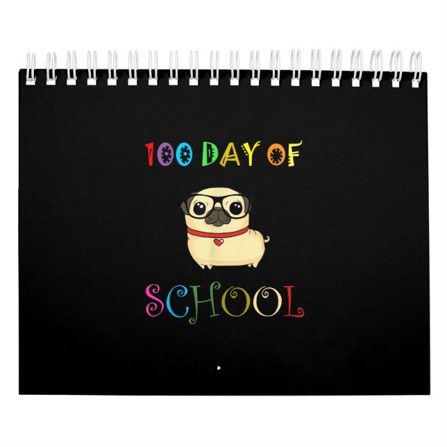 Calendário 100º Dia de Professores De Cachorro Feliz (Capa)