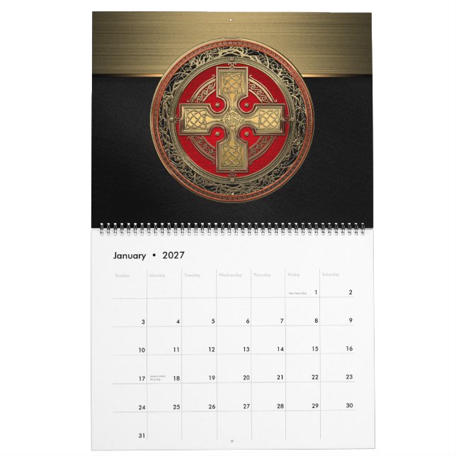 Calendário [100] Antigos Nó Dourado Celta e Sagrado (Jan 2027)