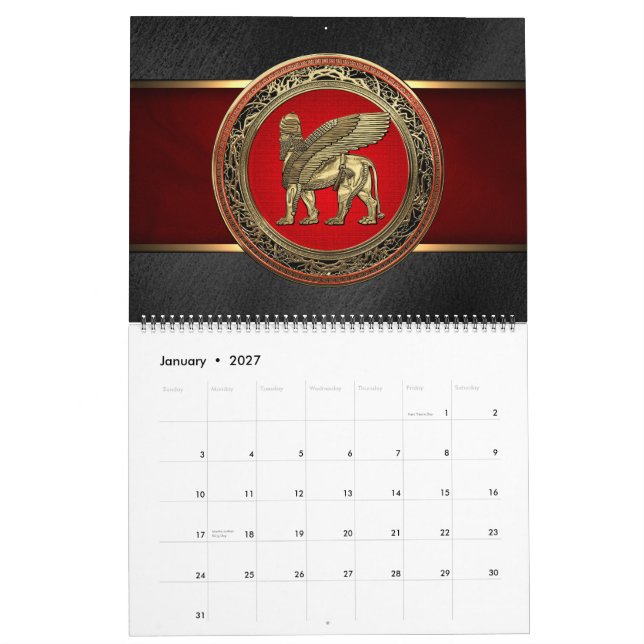 Calendário [100] Leão Assírio - Dourado Lamaçu (Jan 2027)