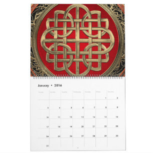 Calendário [100] Nó Dourado Celta Sagrado Cruz