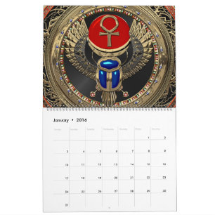 Calendário [100] Sárabe egípcio Dourado, sagrado, com Ankh