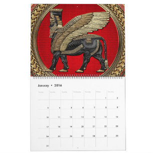 Calendário [100] Touro Assírio: Lamaçu Dourado e Negro