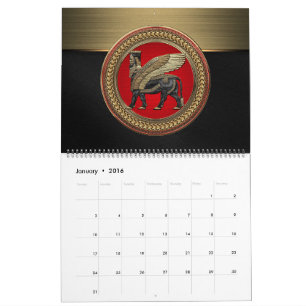 Calendário [100] Touro Assírio: Lamaçu Dourado e Negro