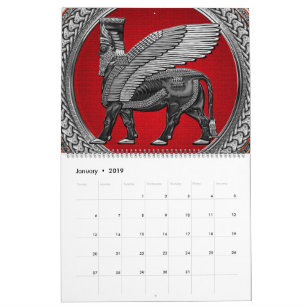 Calendário [100] Touro Assírio: Prata e Lamaçu Negro