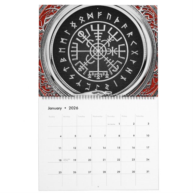 Calendário [100] Vegvisir - Bússola mágica virada para prata (Jan 2026)