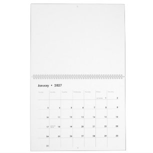 Calendário 11" x 14.25" Duas Páginas Branco Gran